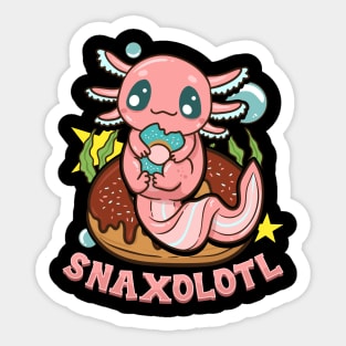 Cute & Funny Snaxolotl Adorable Snacking Axolotl Sticker